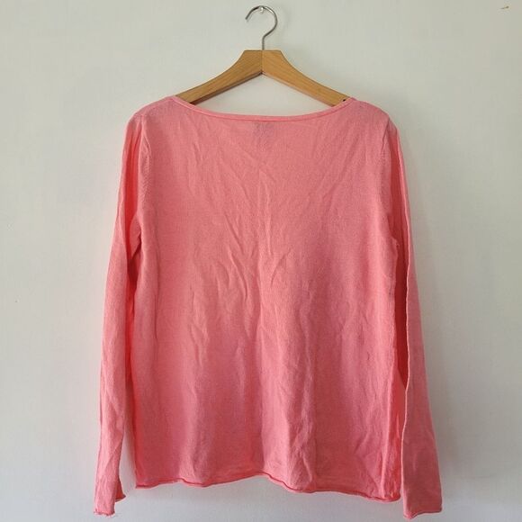 Eileen Fisher Linen Blend Pink V-Neck Women's Sweater Long Sleeve - Picture 3 of 6